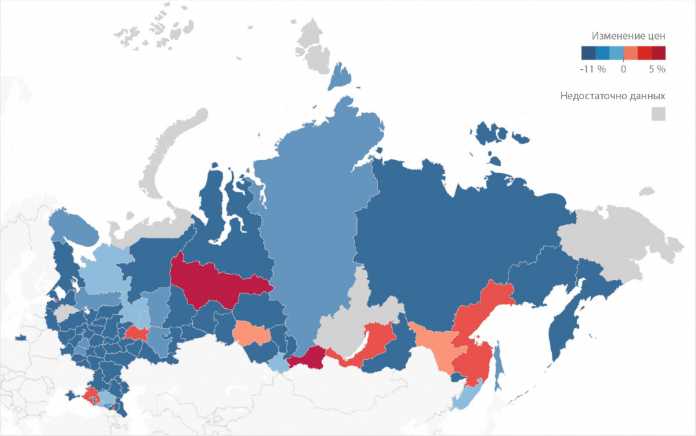 Динамика средних цен на жилье по регионам за 2017 год, руб./кв. м