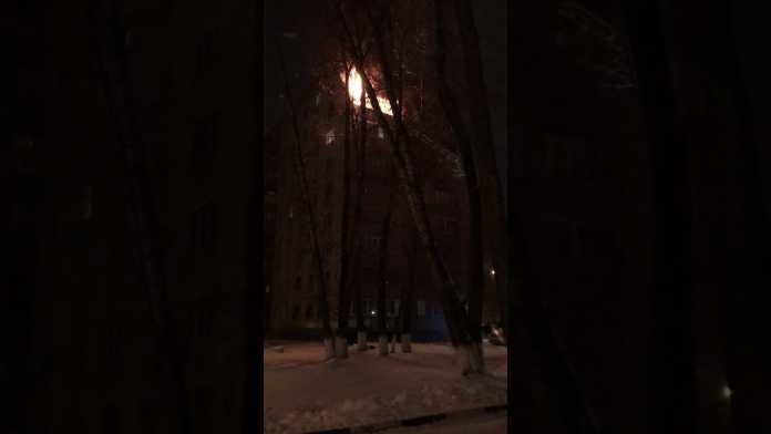 пожар в Оренбурге попал на видео