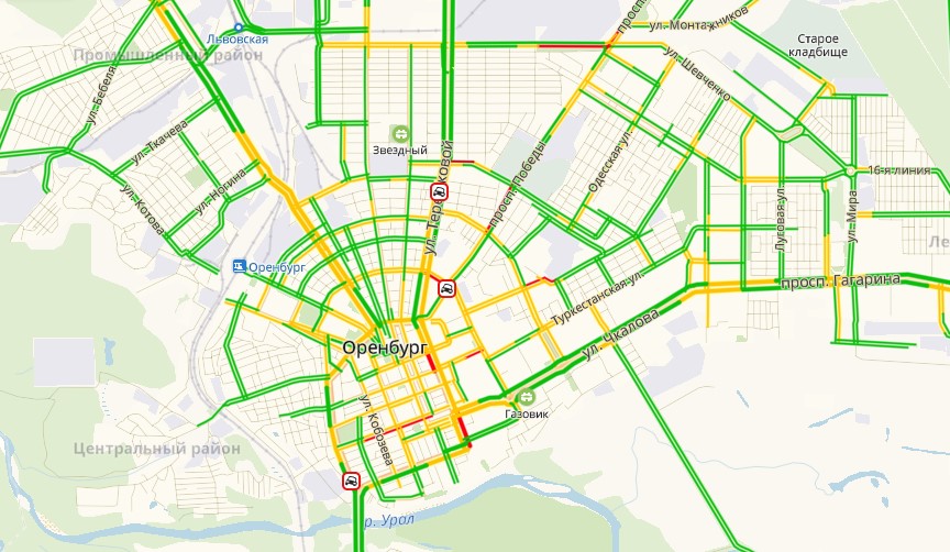 Пробки оренбург онлайн сейчас карта