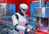 Роботизированный укладчик сосисок РУС-600 в производственном цеху