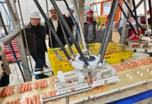 Роботизированный укладчик сосисок РУС-600 в производственном цеху