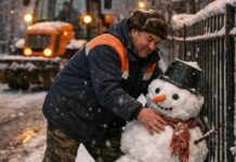 «Герой в тапочках»: оренбургский тракторист стал знаменитостью после спасения снеговика тракторист аккуратно переносит снеговика в безопасное место